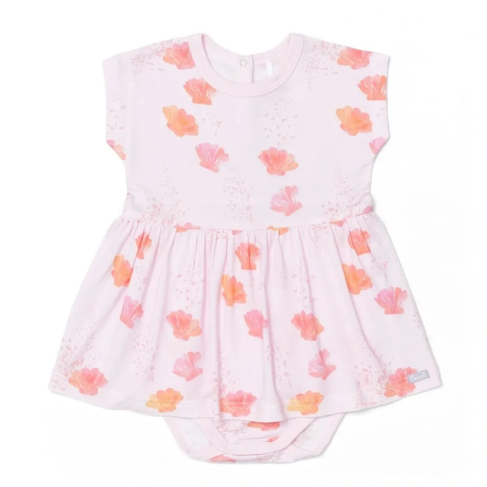 Coccoli Pink Seashells Skirted Baby Romper 12 Months